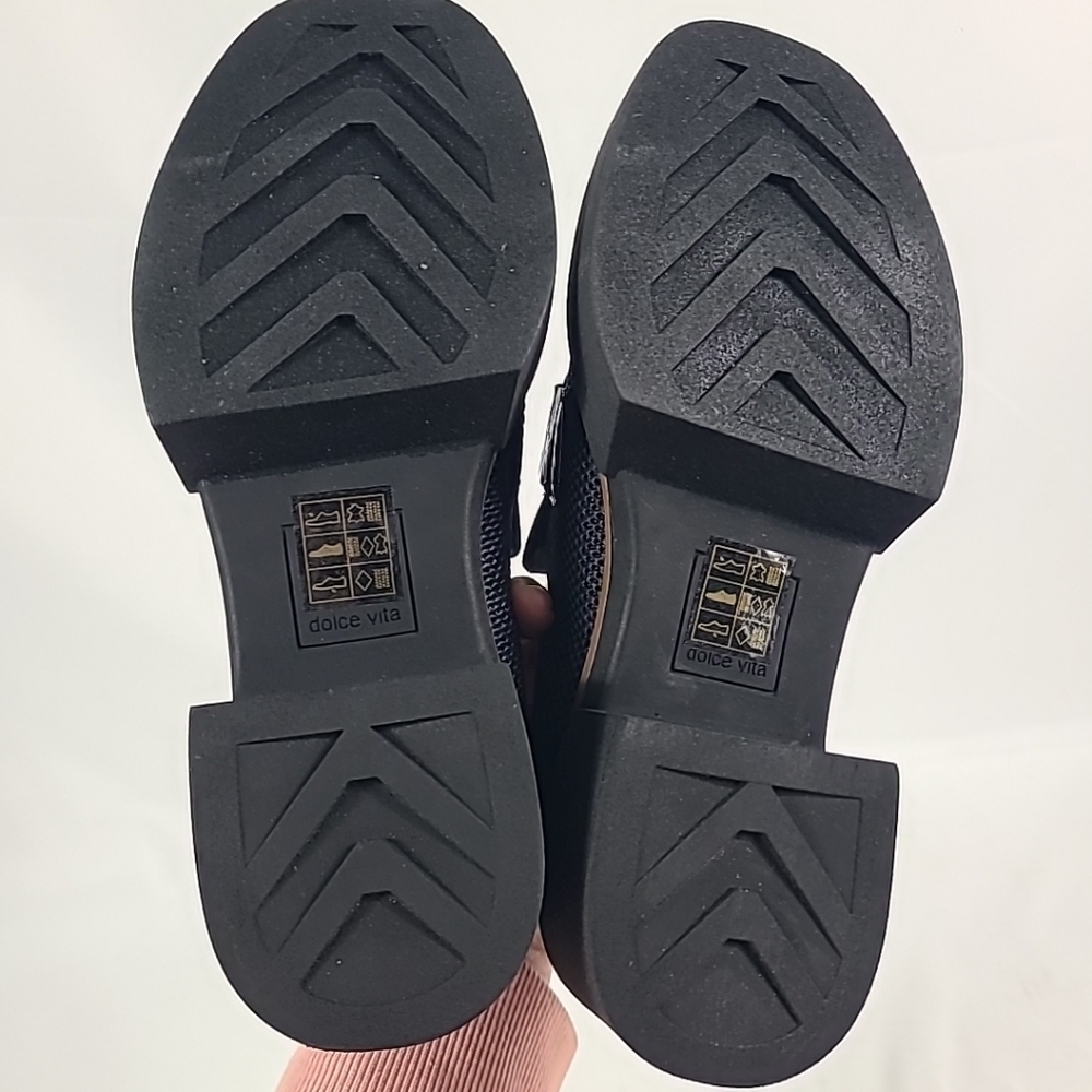NEW Dolce Vita Sandey Black Slip On Chunky Block Heel Dress Loafers Shoes Sz 6 - Picture 7 of 8
